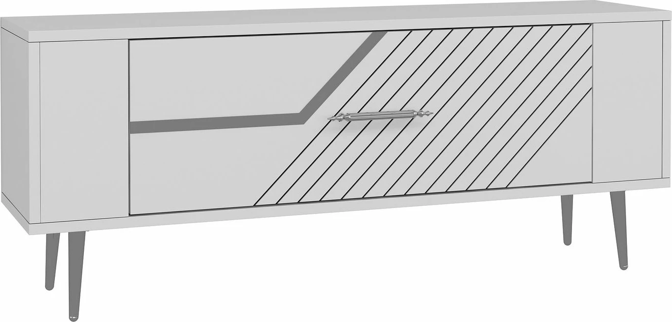 Komodë TV moderne, ngjyrë e bardhë dhe argjendtë, Skye Decor Retrolp5