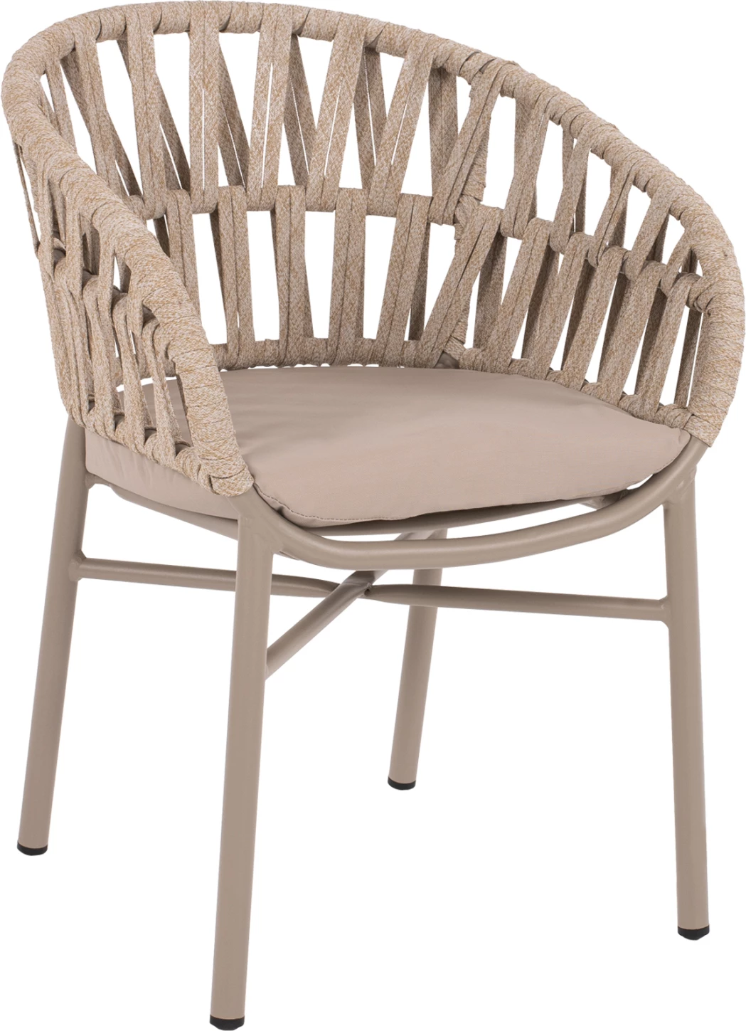 Karrige alumini, ngjyrë mocha e lehtë dhe litar bezhë, 57x56x78 cm, FH5857.03