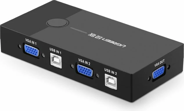 Switch KVM VGA UGREEN 30357 2x1 USB 2.0 1920x1440, i zi, me 2 kabllo USB 1.5m