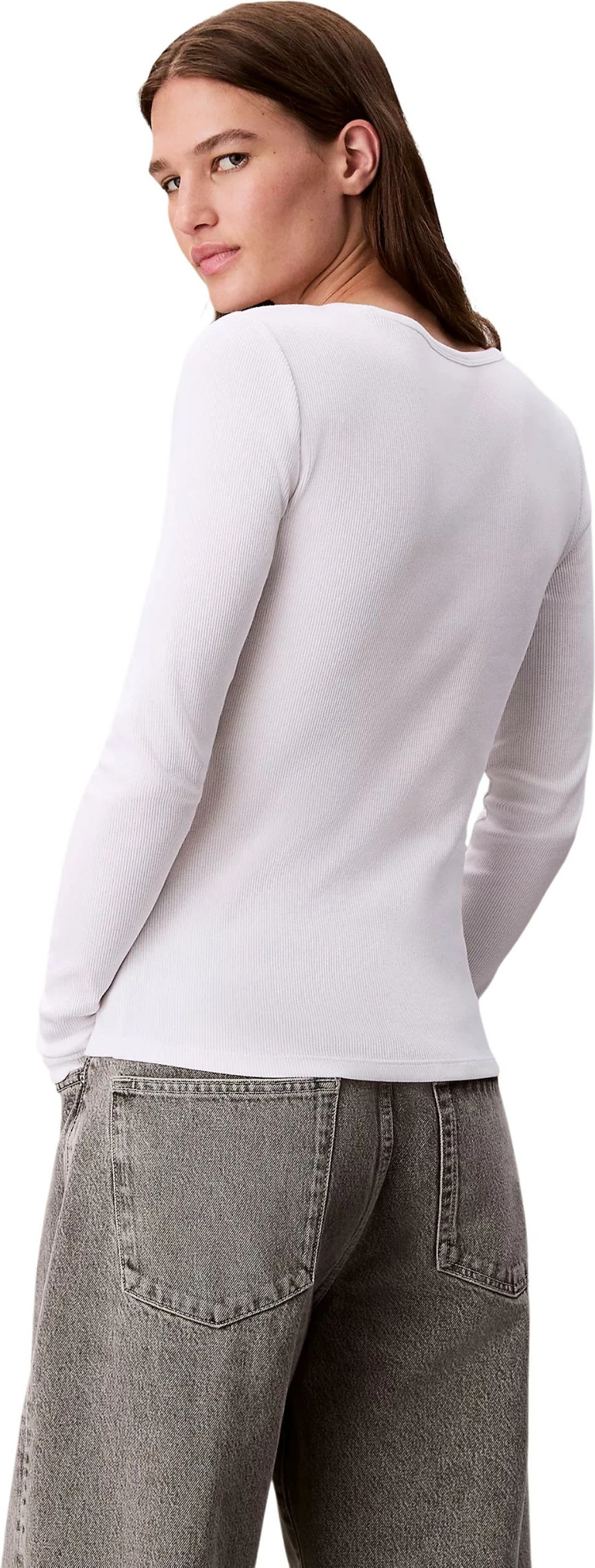 Maicë crop me mëngë të gjata Calvin Klein Jeans LV047D218G për femra, e bardhë [Madhësia: M]
