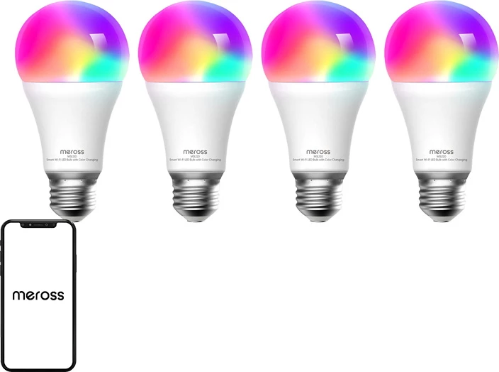 Set llamba të mençura LED Meross MSL120, WiFi, E27, RGBW, 4 copë