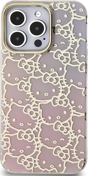 Mbështjellës Hello Kitty IML Gradient Electrop Crowded Kitty Head për iPhone 13 Pro Max, Rozë
