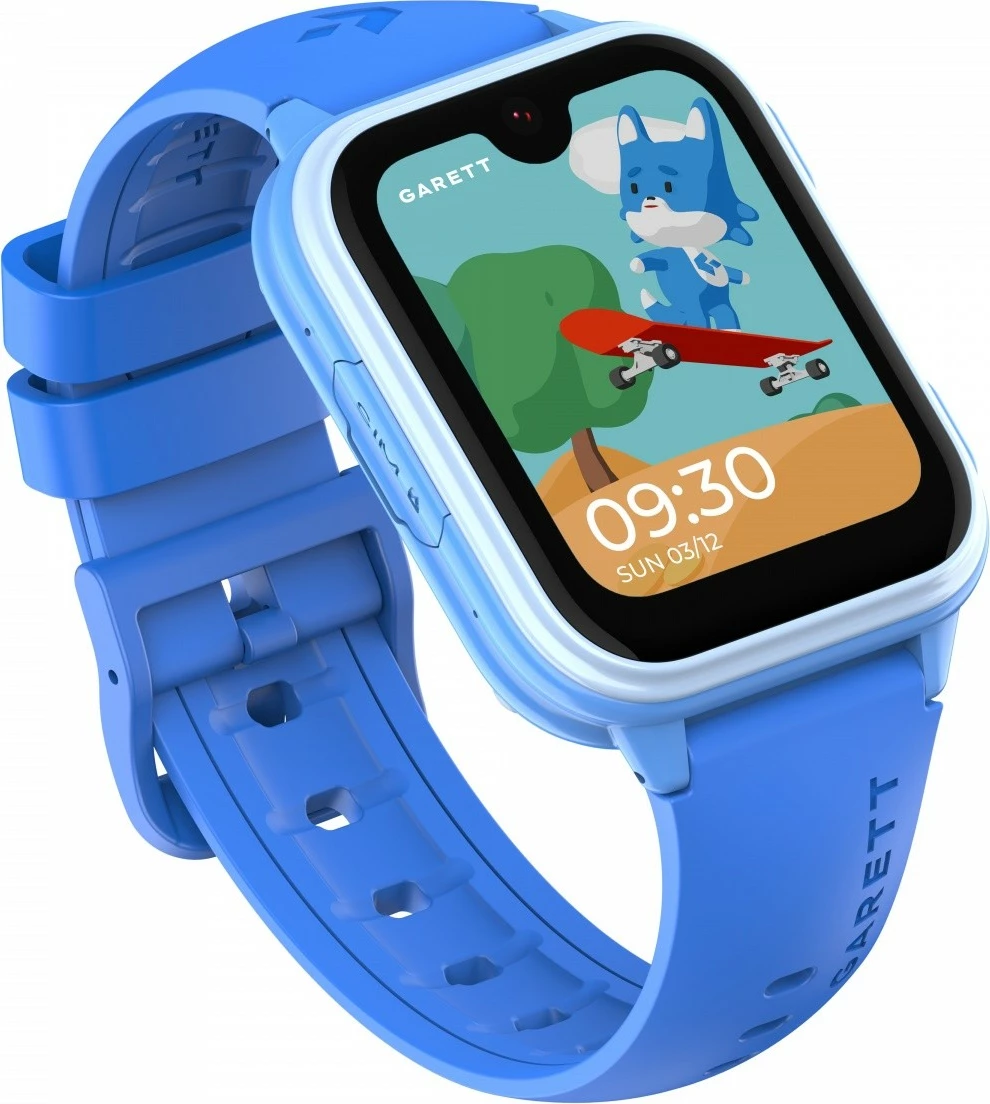 Smartwatch për fëmijë Garett Kids Vibe AI 4G, AMOLED 1.77\", GPS, nanoSIM, 8GB, IP67, blu, set me kabllo karikimi + 9 sticker holografike