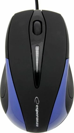 Maus Esperanza Sirius EM102B, me kabllo, optik, USB, 1000 DPI, zi/kaltër