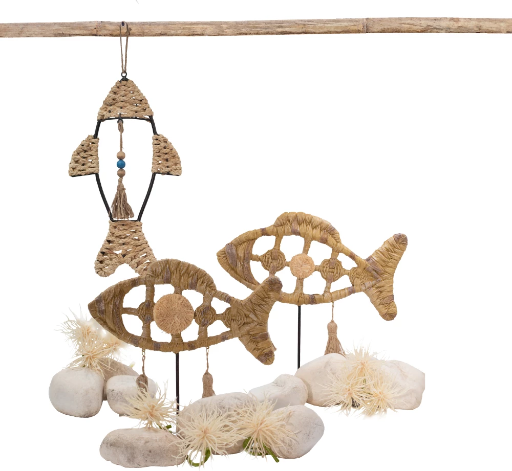 Dekor peshk natyral, polirezine, metal, 30x7x27cm