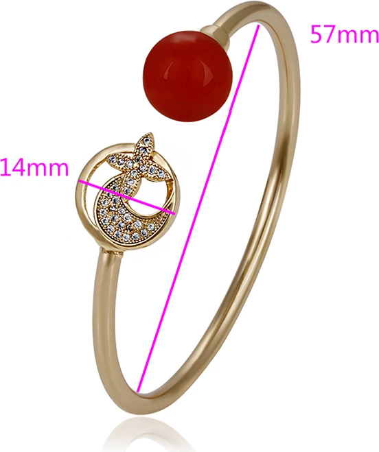 Byzylyk i hapur bakri praruar në ari 18 karatësh B218KG me gur të kuq