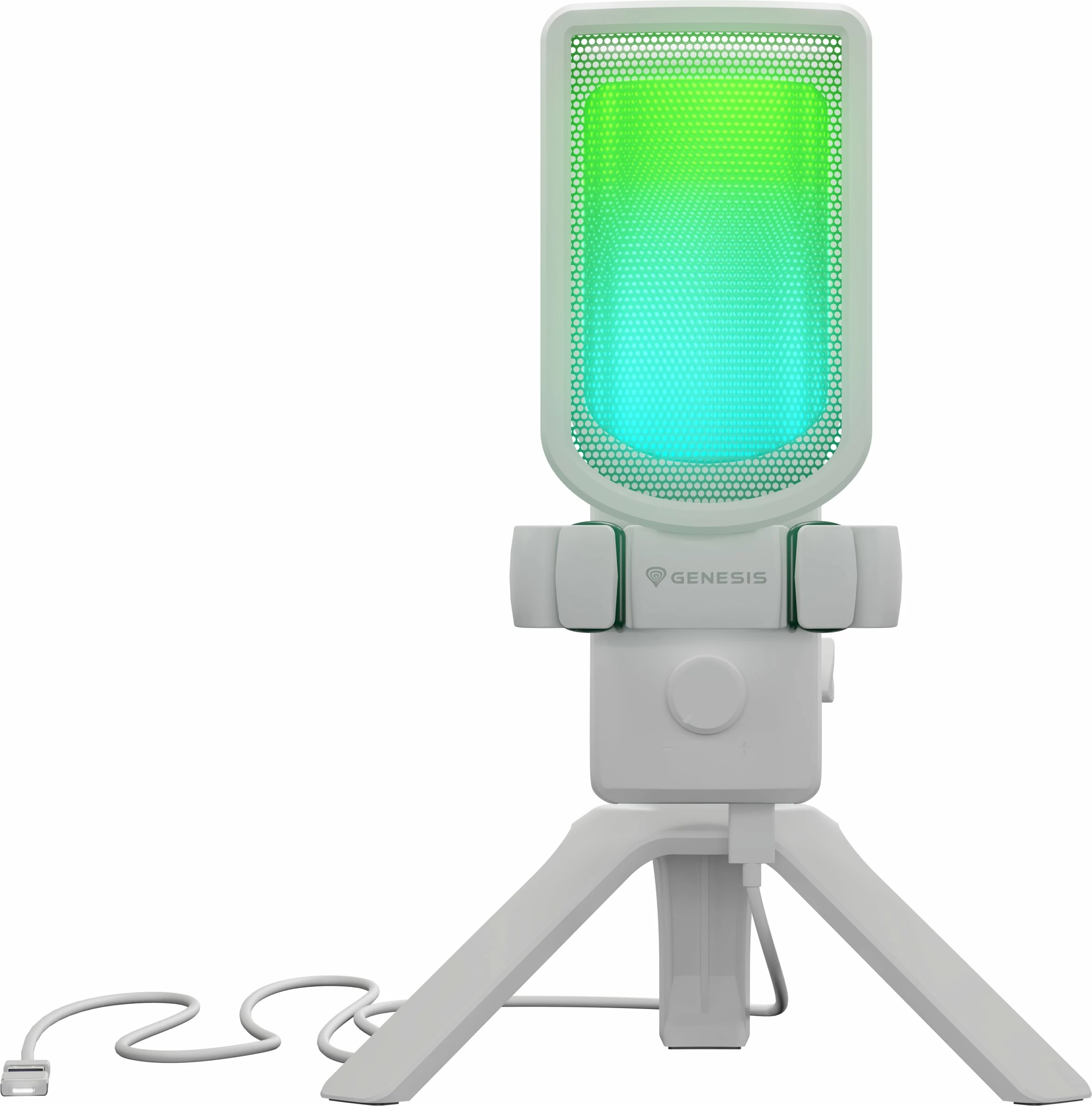 Mikrofon kondensator GENESIS Radium 250 NGM-2353, USB-C, kardioid, set me tripod dhe pop filter, i bardhë