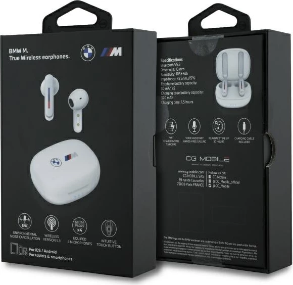 Kufje BMW BMBEMIATP20LOH TWS me docking station, të bardha