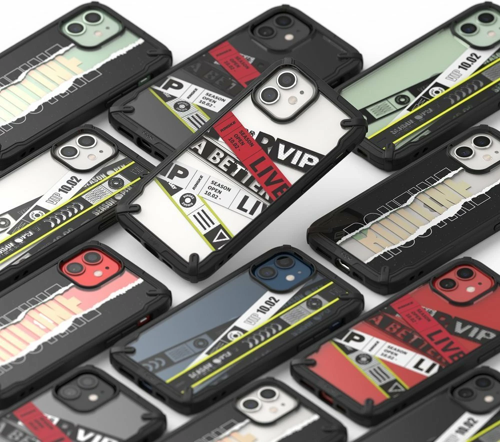 Mbështjellës Ringke Fusion X Design për iPhone 12 mini, PC+TPU, i zi/rozë