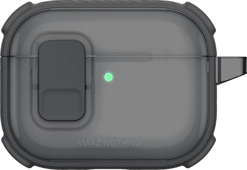Mbështjellës për kufje, AmazingThing Titan Pro Mag Case Clear për AirPods Pro 3, PC+TPU, përputhshëm me karikim wireless, me karabiner, e zezë