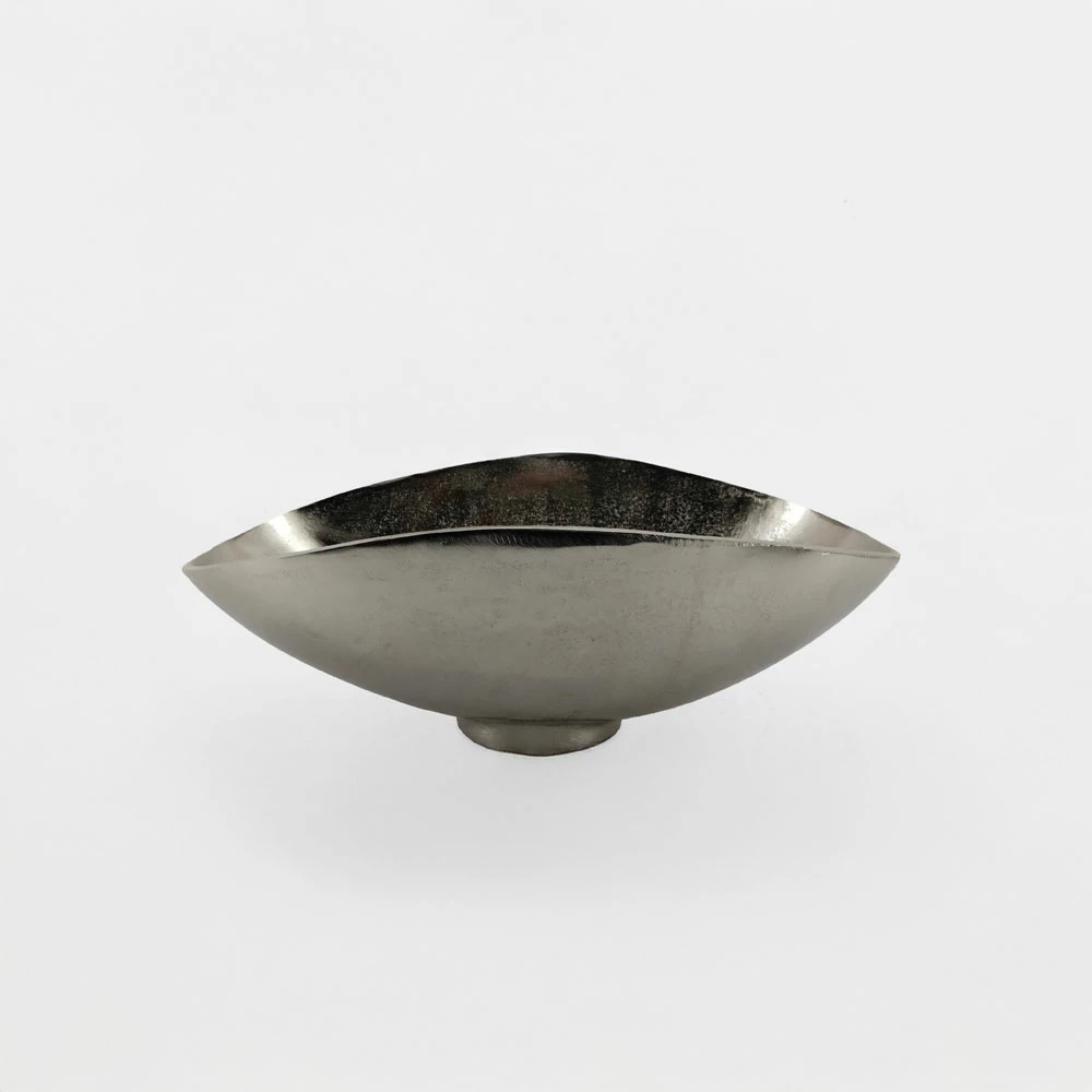 Enë dekorative FLOW BOWL, alumin, ngjyrë argjendi, 43x25x16cm
