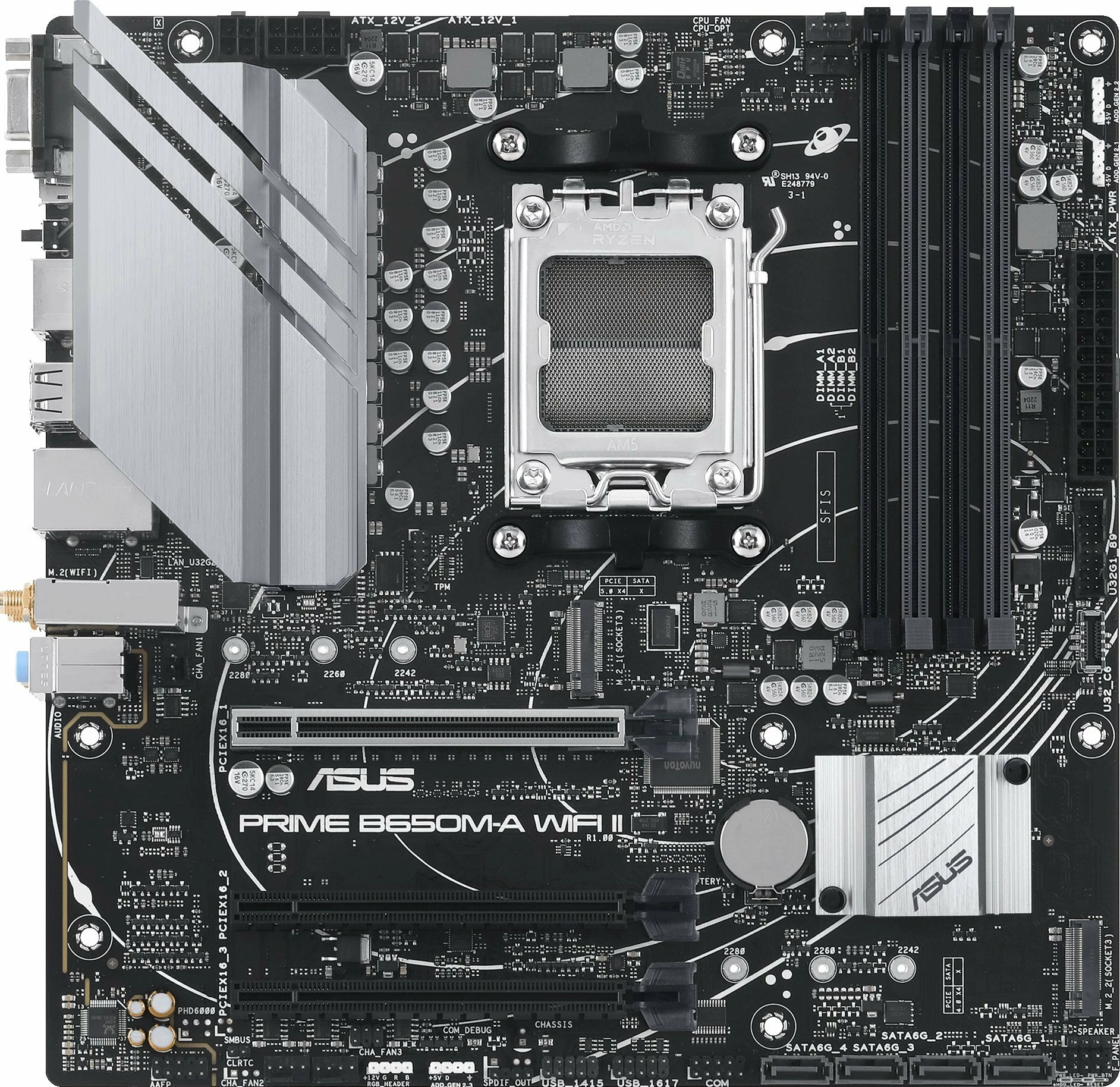 Pllakë amë Asus PRIME B650M-A WIFI II, Micro ATX, DDR5 deri 128GB, Wi‑Fi 6 + Bluetooth