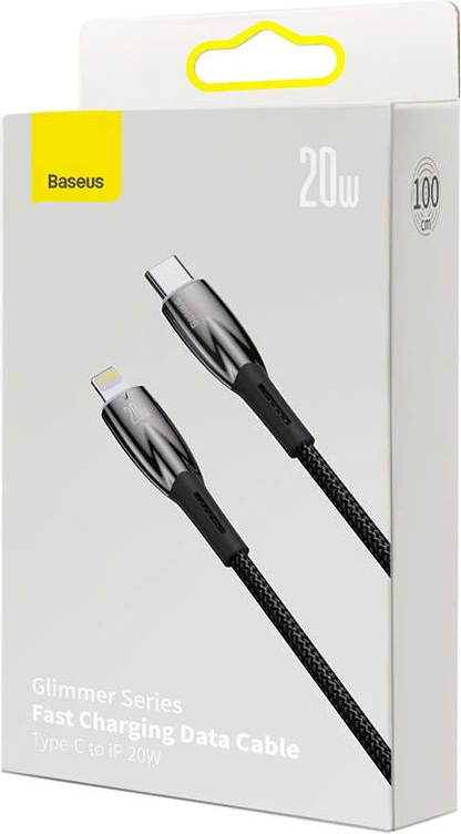 Kabllo Baseus Glimmer USB-C në Lightning, 20W, 1m, e zezë