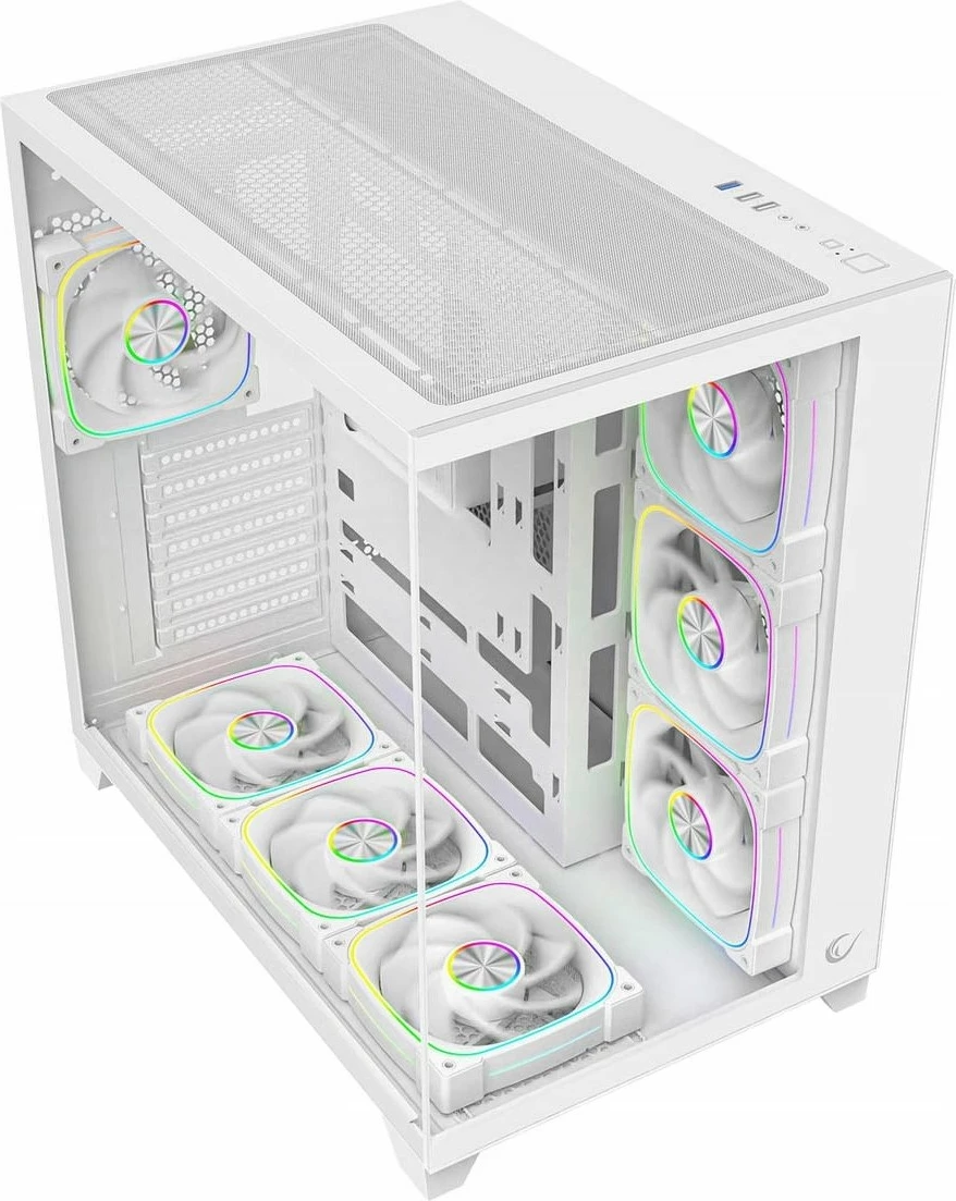 Kasë Rampage SEALITE-WHITE 7x 120mm ARGB PWM, tempered glass, ATX/Micro-ATX/Mini-ITX, e bardhë
