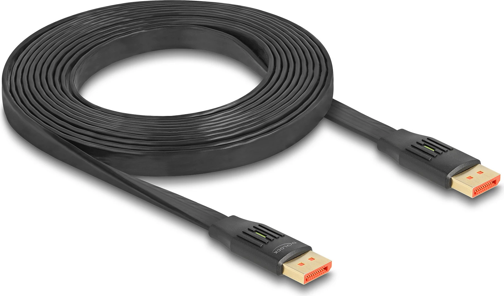 Kabllo DisplayPort DeLOCK Flat Ribbon 3 m, DP 1.4, 8K 60Hz, 32.4 Gbps, e zezë