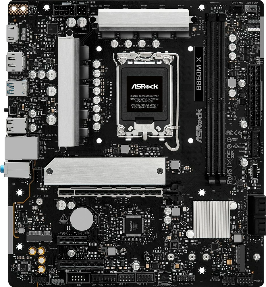 Pllakë amë ASRock B860M-X, micro ATX, LGA1851, DDR5, E zezë