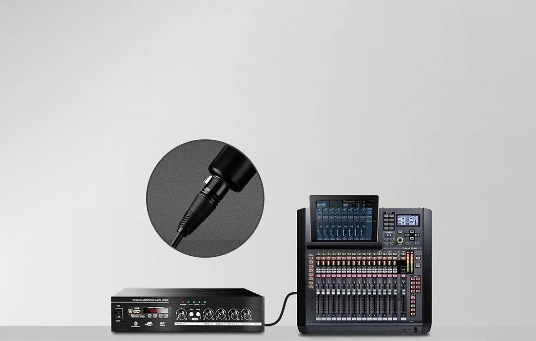 Kabllo audio XLR Ugreen AV130 20710B 2 m, 3-pin femër-në-mashkull, me prizë këndore, e zezë