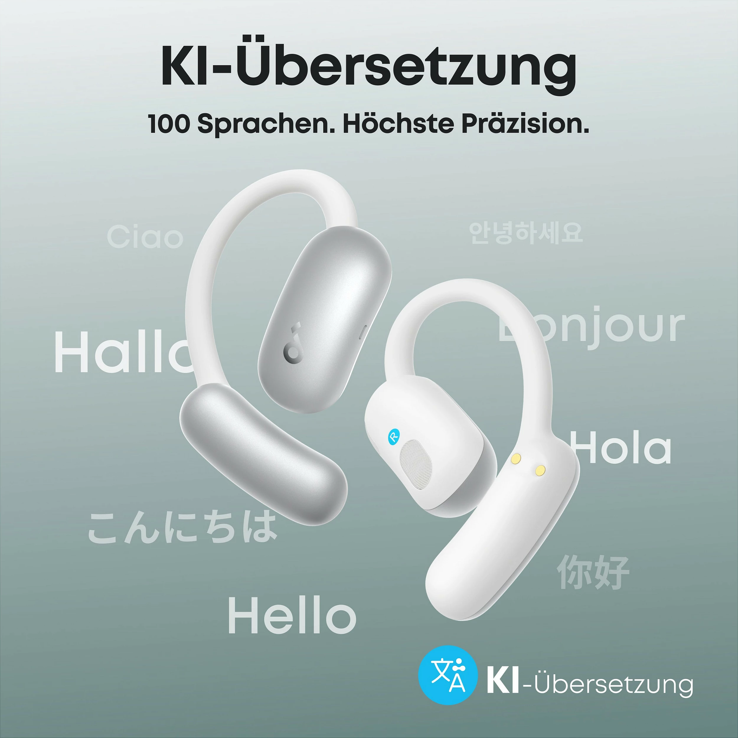 Kufje Anker Soundcore AeroFit 2 AI, Bluetooth 5.4, Open-Ear, IP55, të bardha