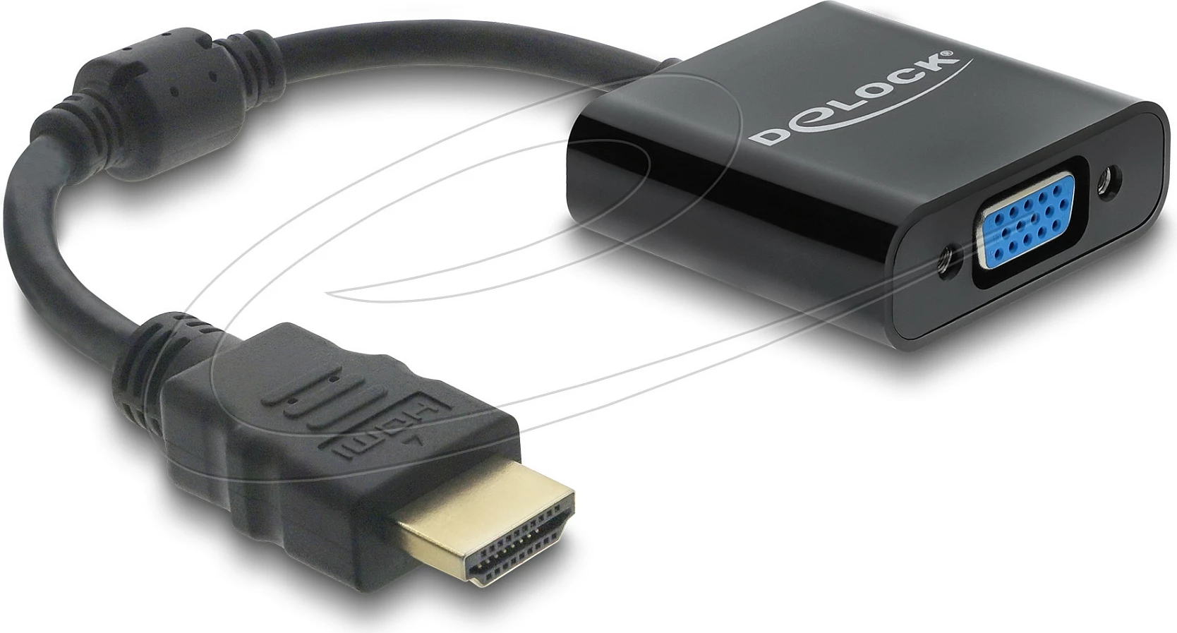 Adapter DeLOCK 61077 HDMI në VGA, 0.15 m, 1080p, i zi