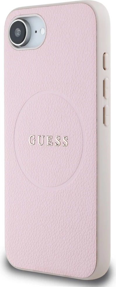 Mbështjellës Guess Grained Ring MagSafe për iPhone 16e, Rozë