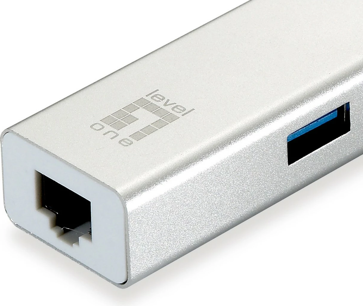 Adapter USB rrjeti LevelOne, Hub USB, Ethernet, 1000 Mbit/s, Argjendtë, Bardhë