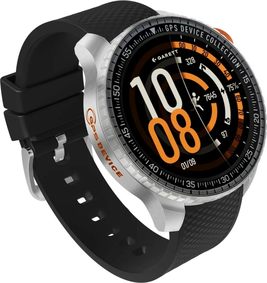 Smartwatch Garett Compass 1.43\" AMOLED, GPS, 5 ATM, Bluetooth thirrje, Silver, set me 2 rripa