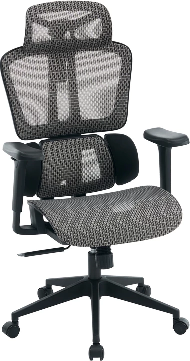 Karrige zyre ergonomike ErgoFlow, kornizë e zezë, rrjetë gri, 73x64x112-135cm