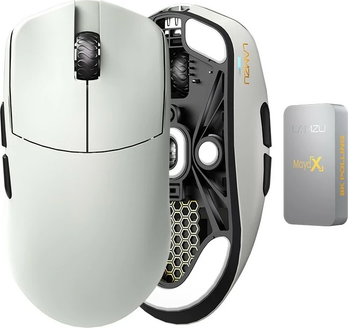 Maus gaming Lamzu Maya X, wireless/USB-C, 30000 DPI, 47 g, Cloud Grey