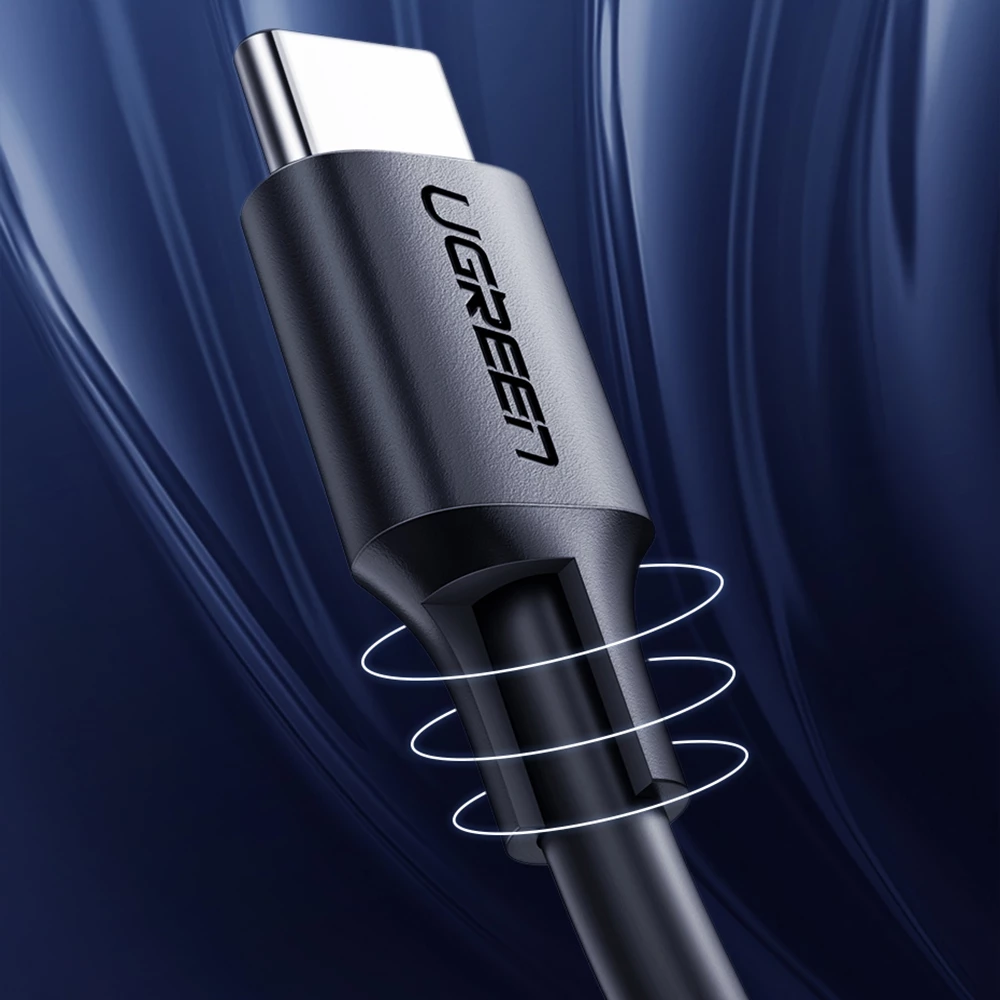 Kabllo USB-C në USB-C Ugreen US286, 1m, 3A, 480 Mbps, e zezë