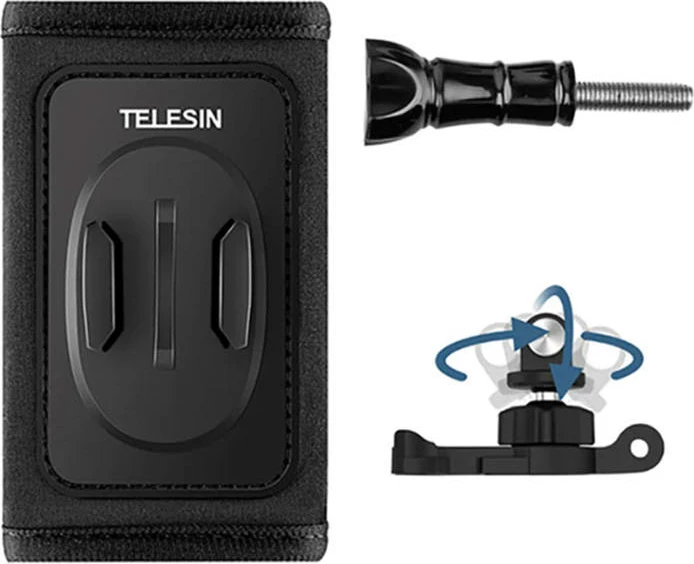 Komplet mbajtëse për rrip shpine Telesin GP-BPM-005 me J-hook 360° për kamera sportive
