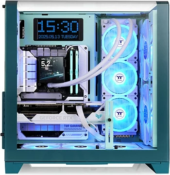 Kasë Thermaltake View 390 Air, Midi Tower, Tempered Glass, RGB, Transformative Teal