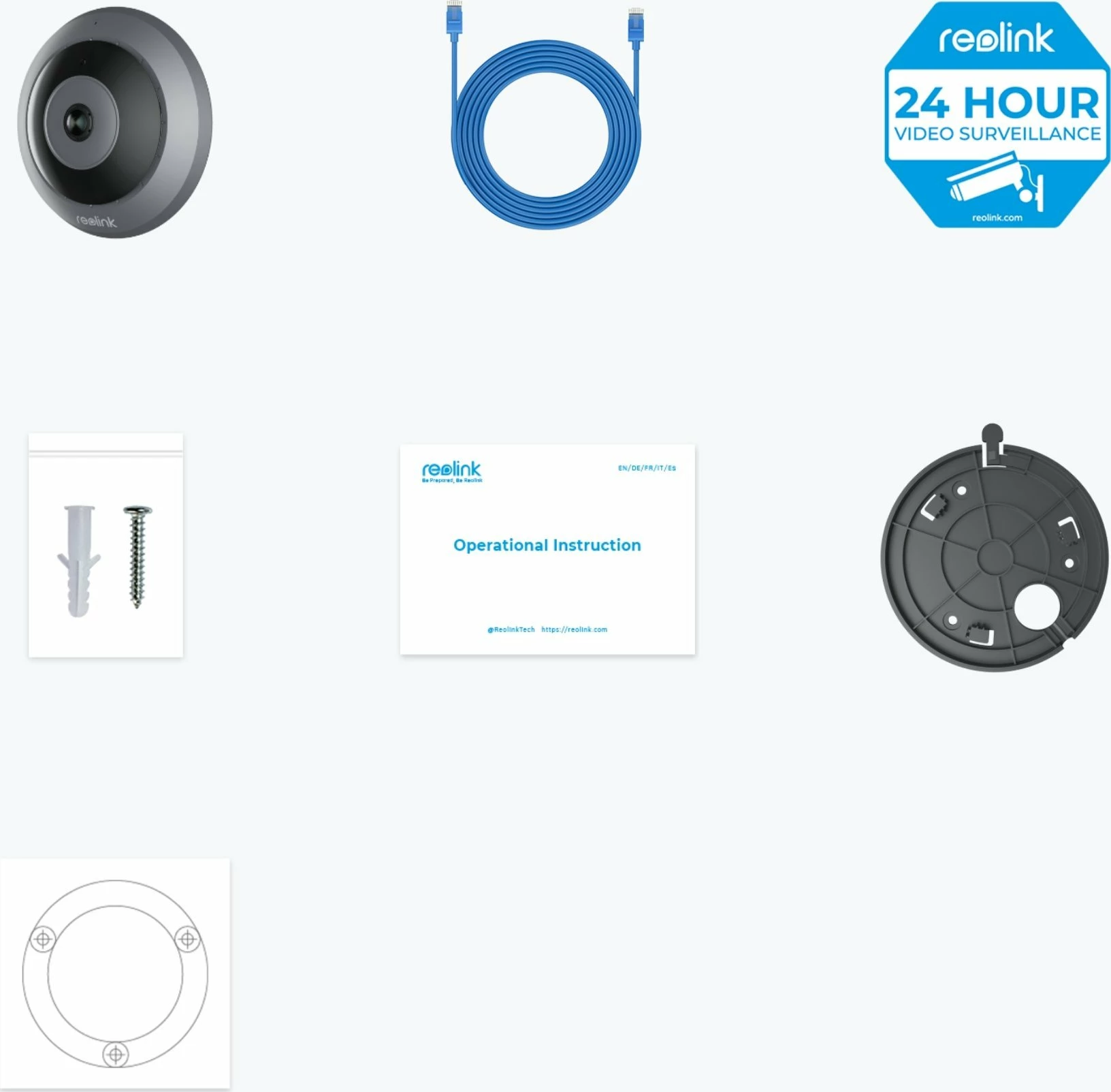 Kamerë IP Reolink P520 Fisheye 360°, 6MP, PoE, H.265, MicroSD max 256GB, gri/zezë