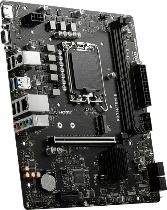 Pllakë amë MSI PRO H610M-E Micro ATX, 2 slote RAM, SATA 3 x4, HDMI/VGA, LAN Gigabit, 2x kabllo SATA