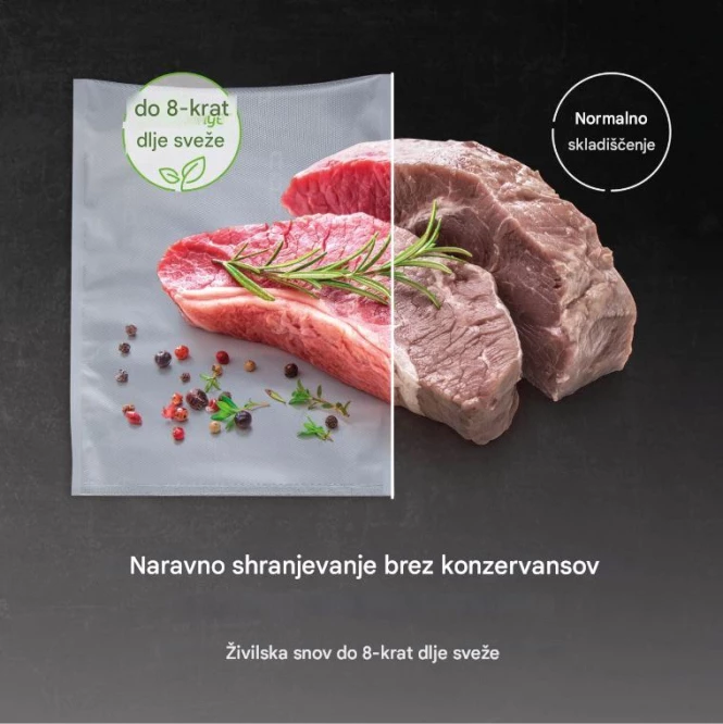 Set qese vakumi dhe role folie CASO Complete Foil 5 1237, 50x 16×23 cm + 5 role (2x 20×600 cm, 1x 28×600 cm, 2x 30×600 cm), BPA-free, transparent