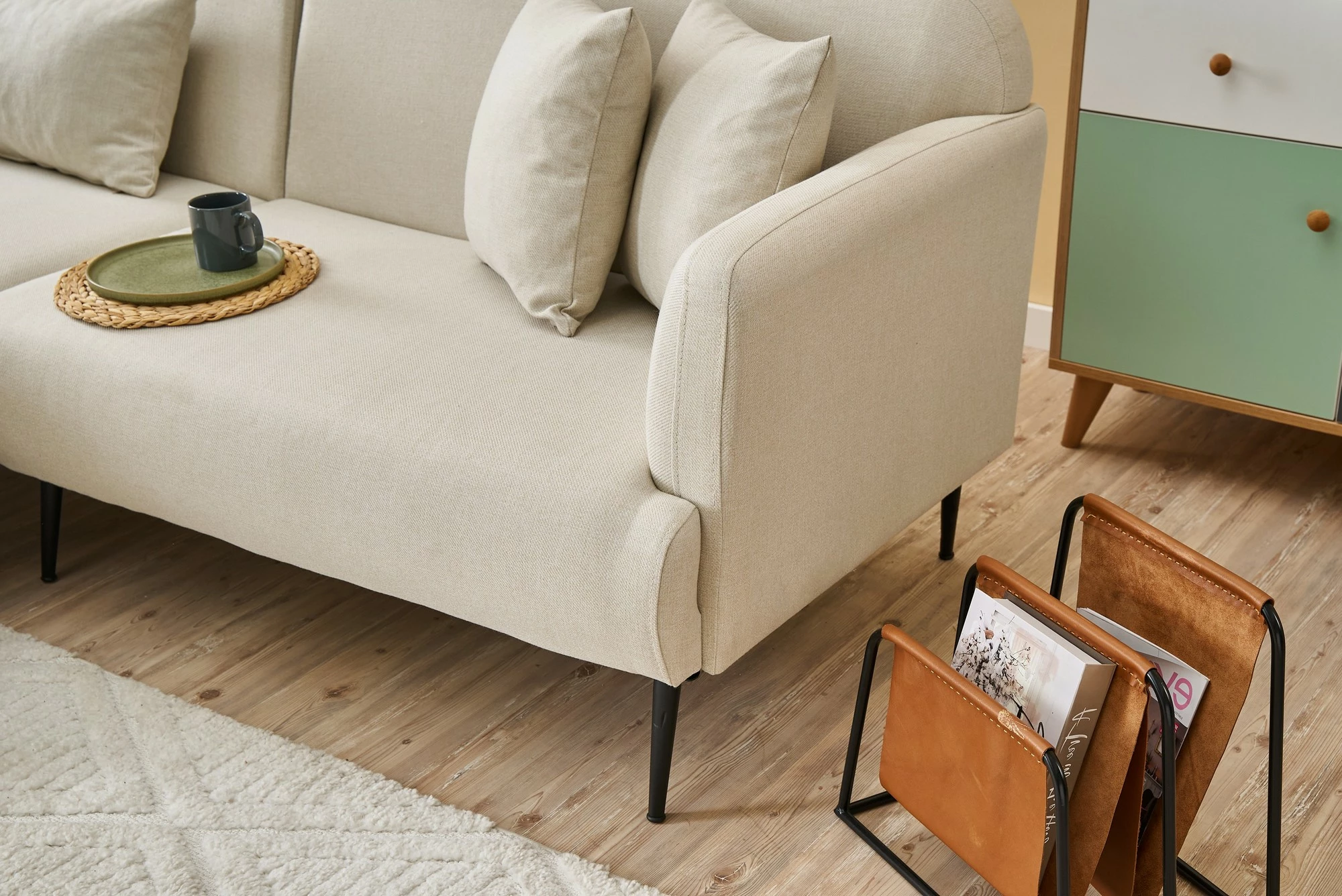 Kënd-sofë Atelier del Sofa Revos, anë e majtë, krem