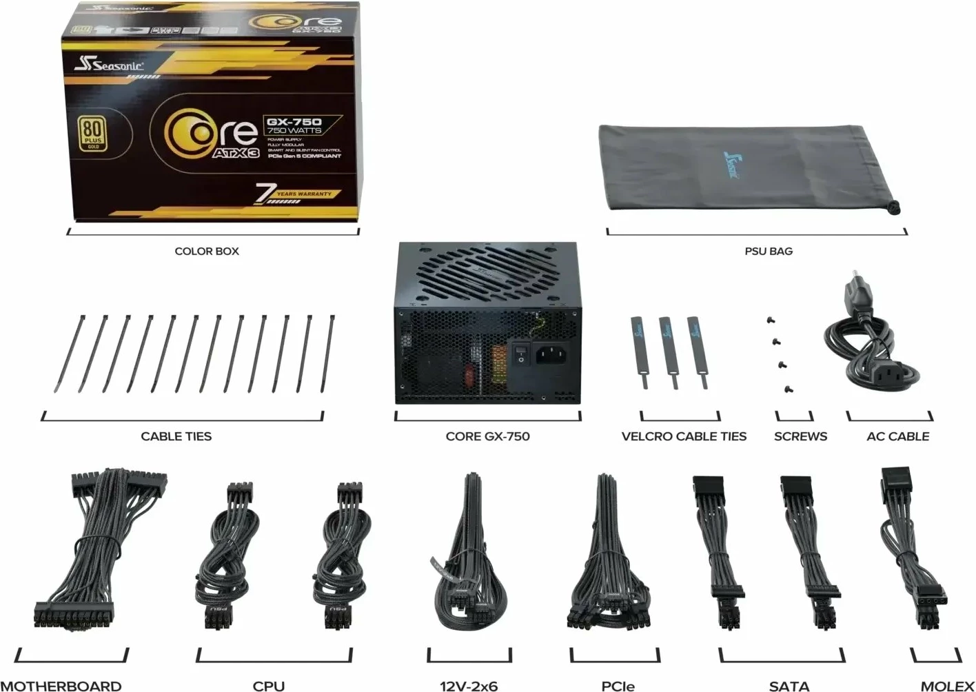 Furnizues energjie SeaSonic Core GX ATX 3 650W, 80 Plus Gold, modular i plotë, i zi