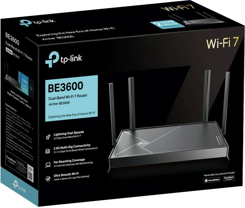 Router TP-Link Archer BE3600, Wi-Fi 7, Dual-Band, 2.5 Gigabit Ethernet, i zi