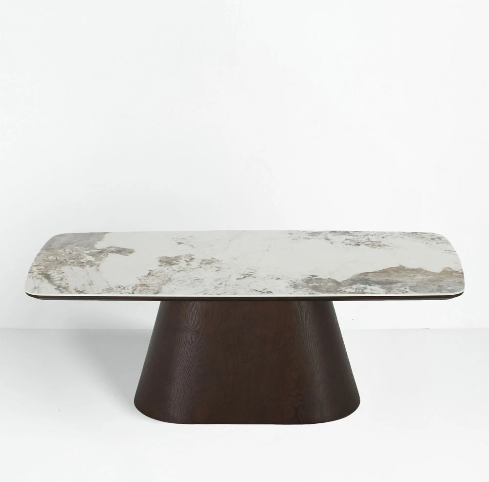 Tavolinë kafeje Canyon, ngjyrë kafe e errët dhe e bardhë me dizajn mermeri, 120x60x42cm