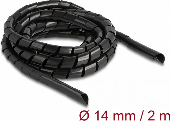 Spiral mbështjellës kabllosh DeLOCK, 2 m, Ø14 mm, PE, i zi