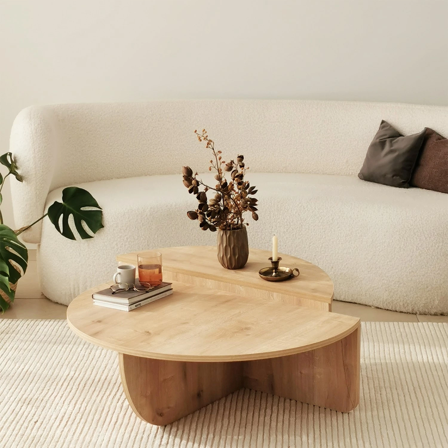 Tavolinë kafeje Hanah Home, podium, ngjyrë lis safir