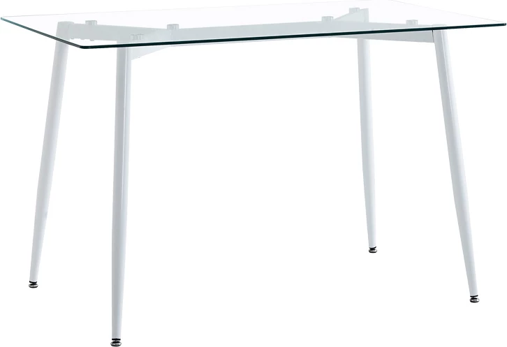 Tavolinë me karrige QUANA-GASTON, xham transparent 8mm, e bardhë-natyrale, set 5 copë, 120x70x75cm