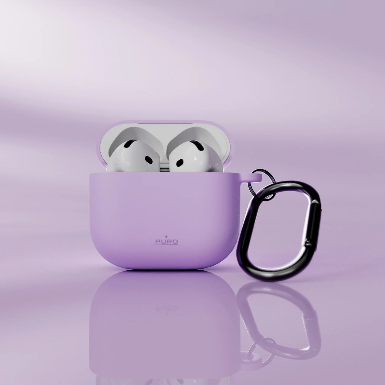 Mbështjellës silikoni Puro Icon për AirPods 4 me karabiner, vjollcë