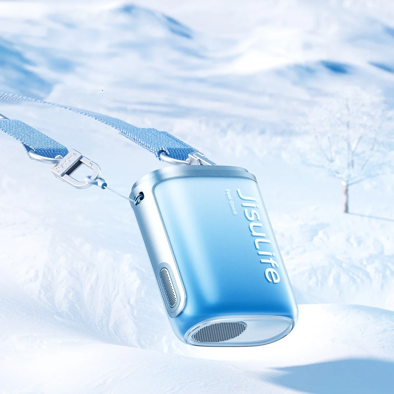 Ventilator mini për qafë Jisulife Neck Fan 5, 4500mAh, 3-në-1, USB-C, me litar, blu