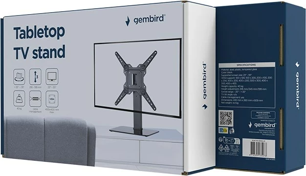Mbajtëse tavoline për TV/monitor Gembird TVS-D55S-01, 23-55", e zezë
