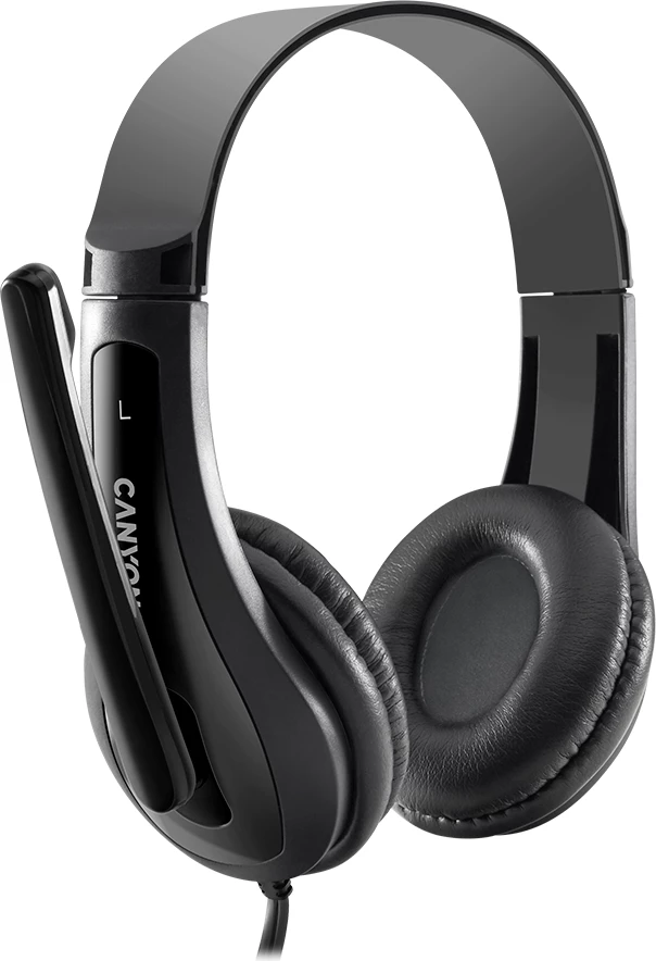 Kufje me mikrofon CANYON HSC-1, 3.5mm, stereo, kabllo e sheshtë 2m, të zeza