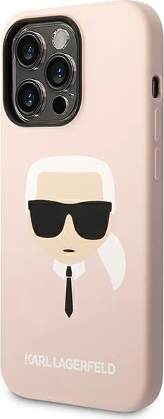 Mbështjellës Karl Lagerfeld KLHCP14LSLKHLP për iPhone 14 Pro 6.1", silikon, rozë