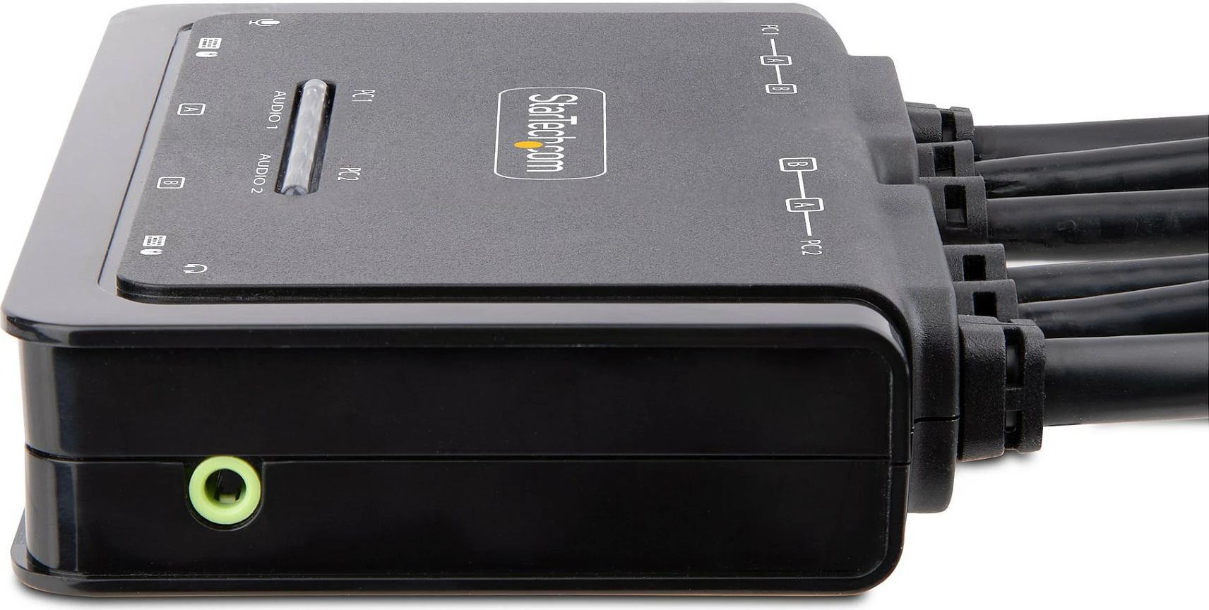 Switch KVM StarTech 2-Port Dual Monitor HDMI, 4K 60Hz, kabllo të integrume 1.5m, i zi