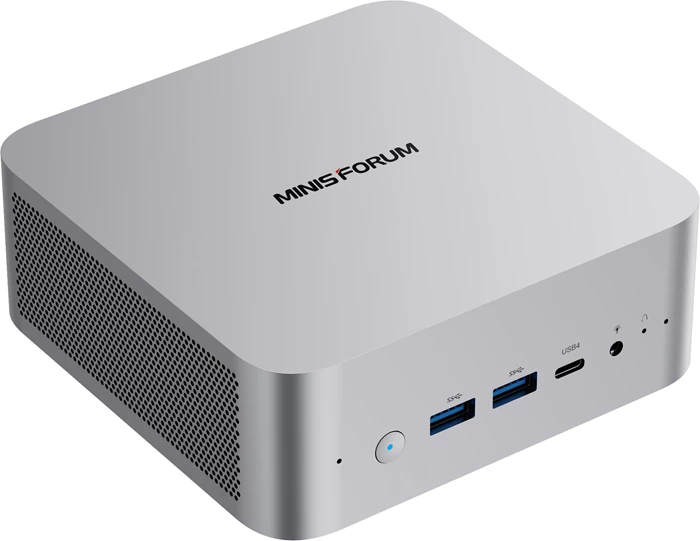 Mini PC barebone, Minis Forum, M1 Pro-285H, Intel Core Ultra 9 285H, deri 128GB DDR5, 2x NVMe PCIe 4.0, USB4/HDMI 2.1/DP 1.4, Wi‑Fi 7 2.5G LAN, argjendtë