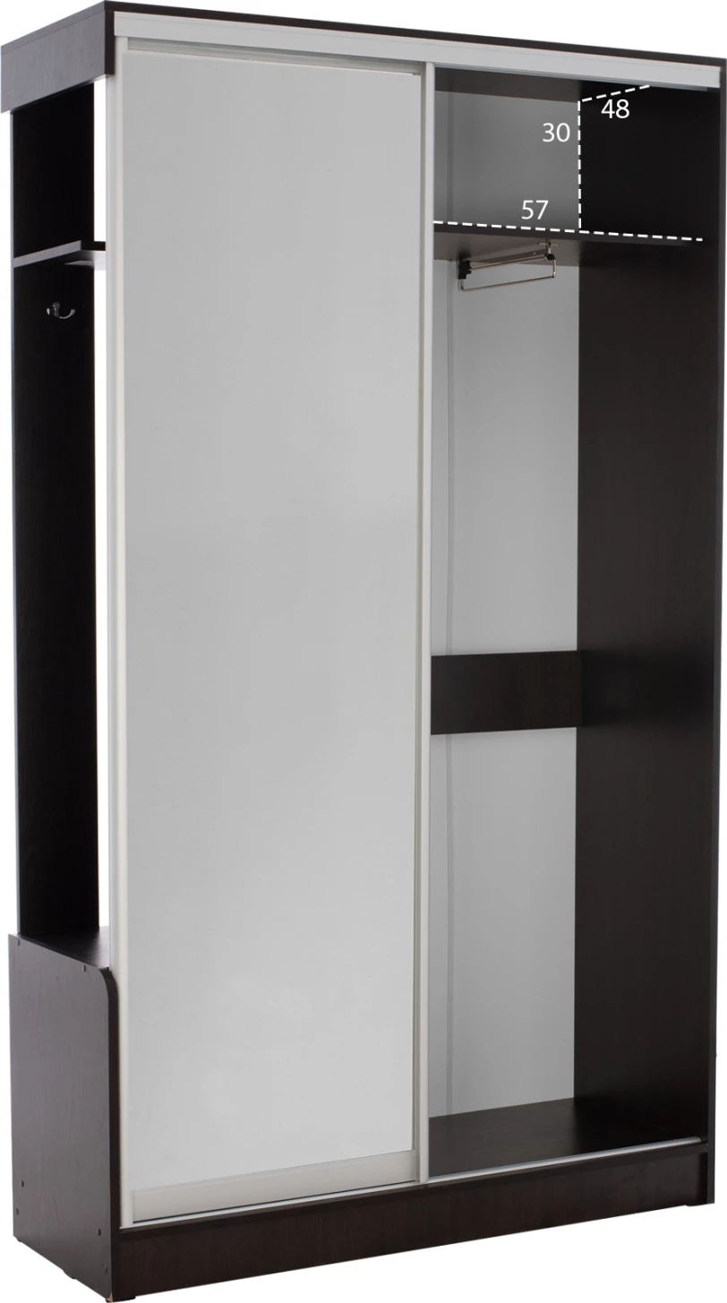 Mobil për hyrje me dollap rrëshqitës dhe pasqyrë, ngjyrë wenge, FH2424.02, 118x45x210 cm