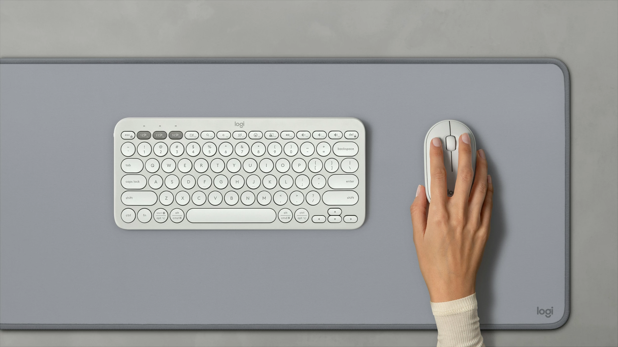 Set maus dhe tastierë Logitech Pebble 2 Combo, Tonal White